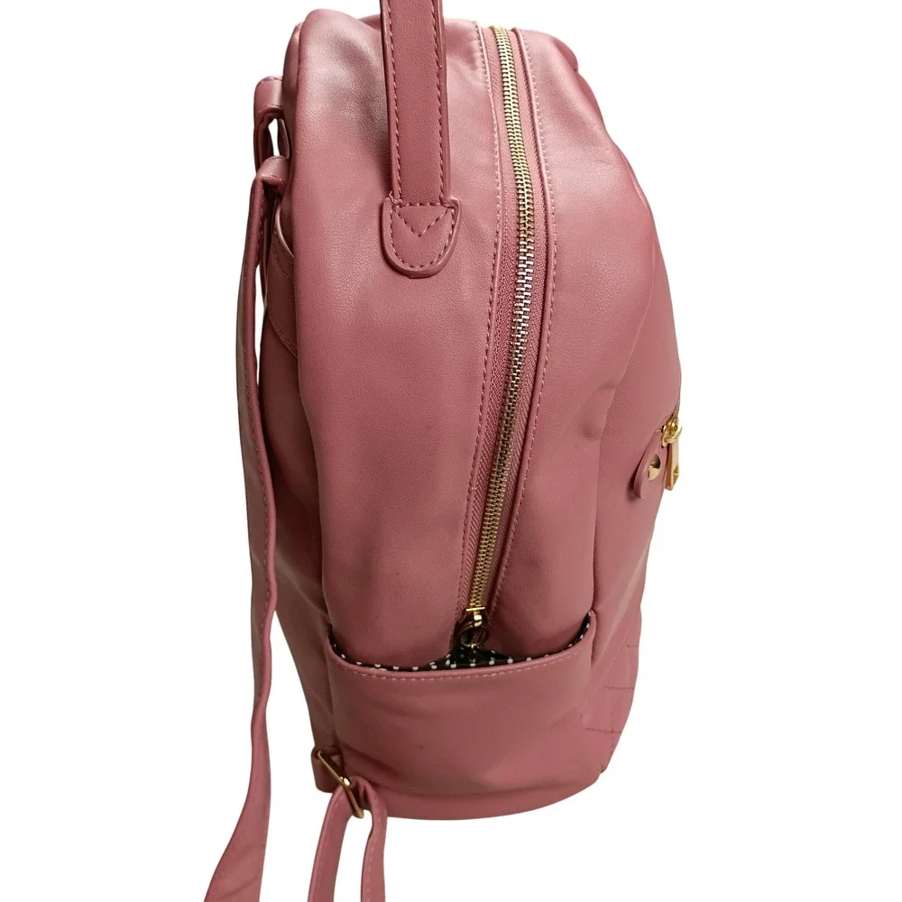 BP Mini Backpack Womens Small Pink Quilted Faux Leather Tassel Gold